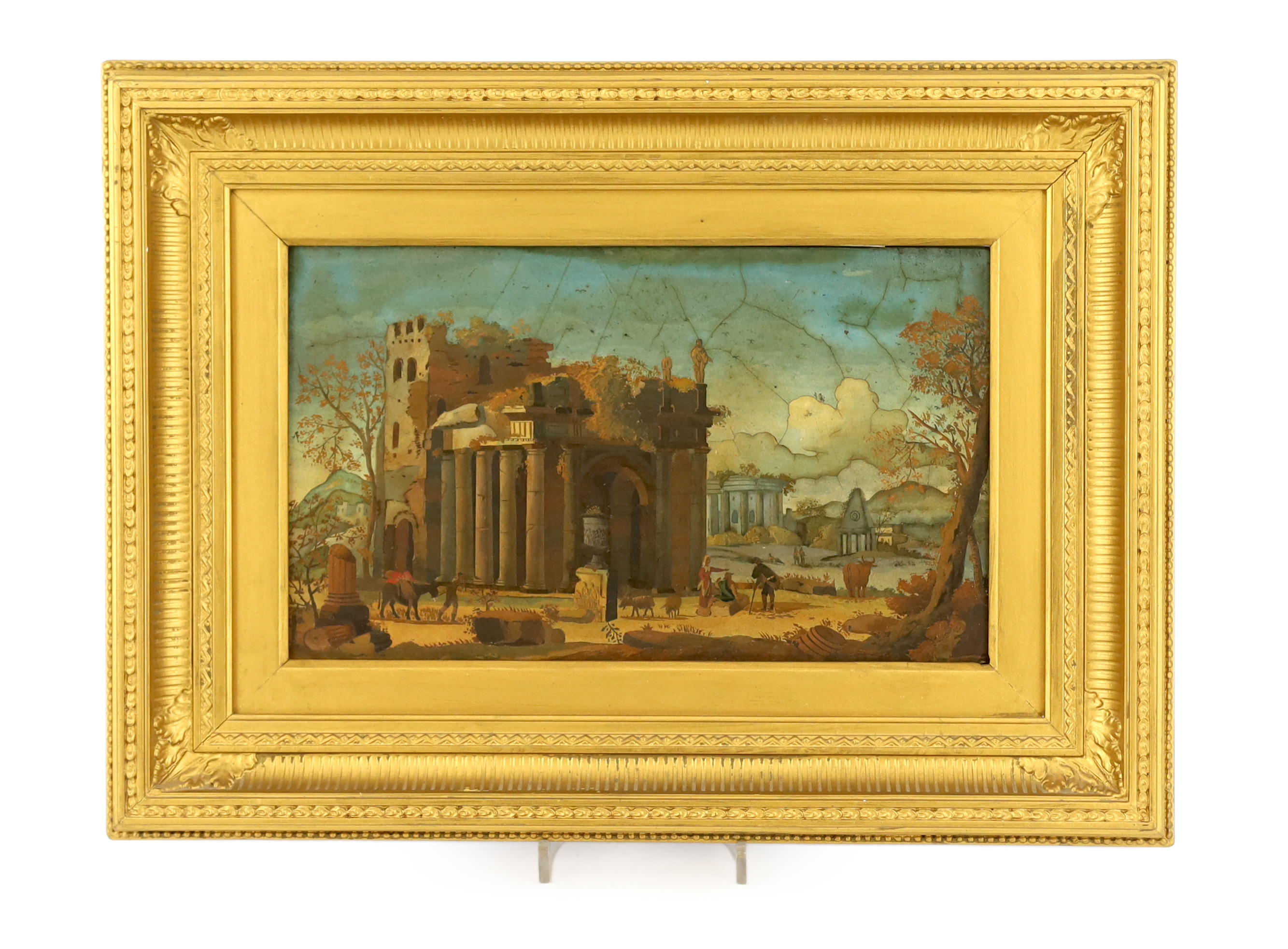 A 19th century Italian scagliola plaque 20 x 33cm